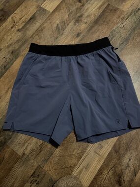 Men's Athletic Shorts in Slate Blue with Black Waistband